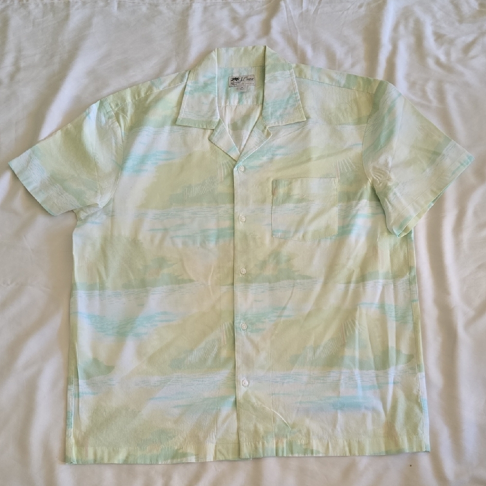 J. Crew Pale Green and Light Blue Short-Sleeve Button Shirt